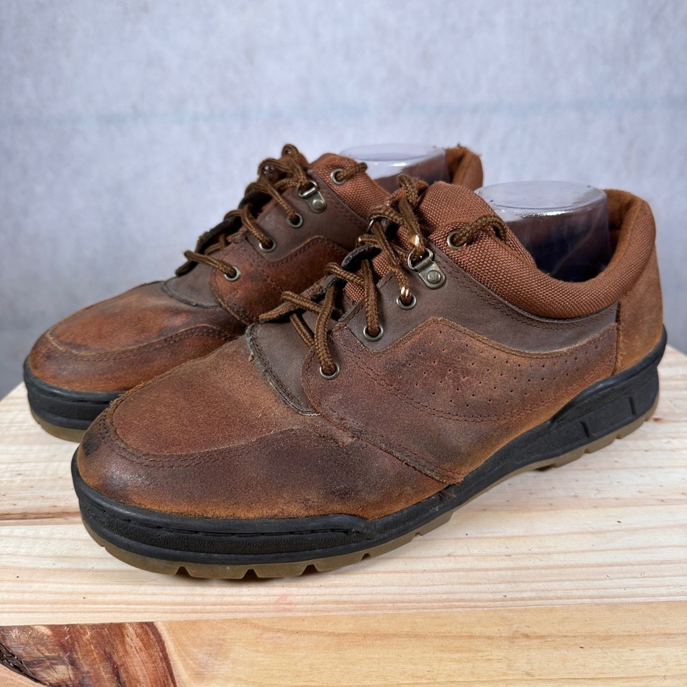 The Leather Collection Hiking Shoes Mens 12 Brown Leather Rugged Trail Boots
